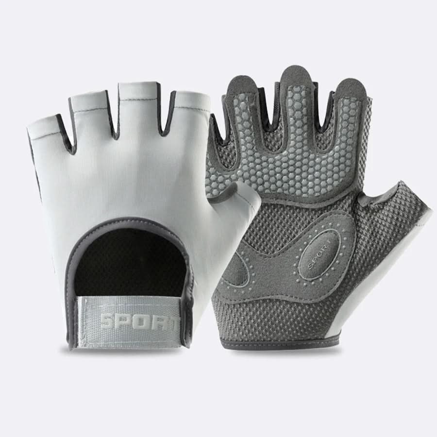 Sport & Fitness Gloves – Half Finger Workout Gloves for Weightlifting, Kettlebell & Cycling, Unisex, S–L – GripMax Gray