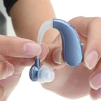 Rechargeable Bluetooth Hearing Assistance – Personal Sound Amplifier & Wireless Earbuds for Calls and Music, Blue or Gold