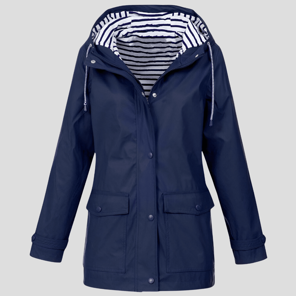 Niki | Women's Waterproof Hooded Raincoat Navy Blue