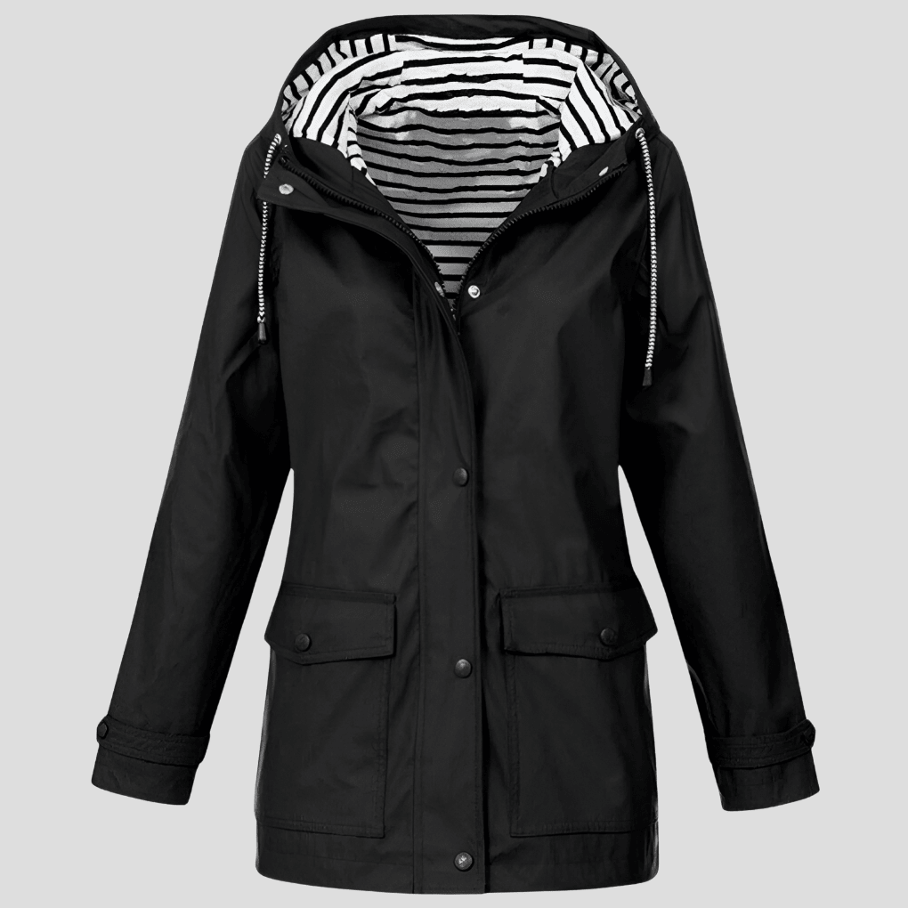 Niki | Women's Waterproof Hooded Raincoat Black