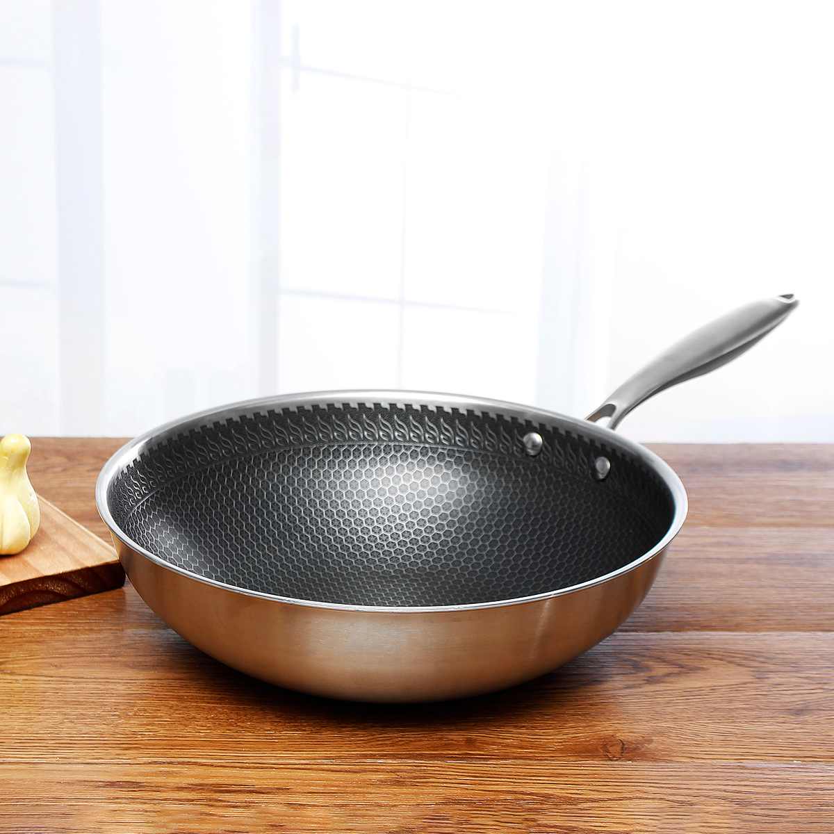 Stainless Steel Non-Stick Frying Pan – Scratch-Resistant Honeycomb Skillet, 7-Ply, Induction & Oven Safe, PFOA-Free