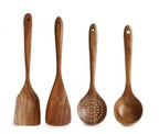 Natural Wooden Kitchen Set – Rustic Wooden Cooking Utensils, Set of 4 or 7 Pieces – RustiCook Set of 4 pieces