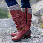 Pamelo | Winter Boots for Women | Detail Knit Cuff Red