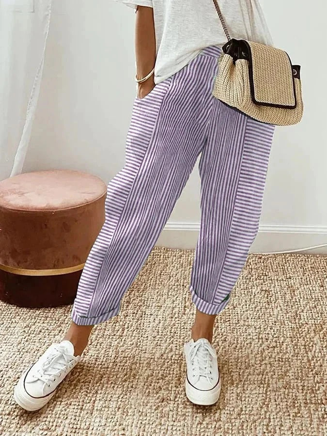 Sephira | Women’s Coastal Tapered Lounge Pants Purple White