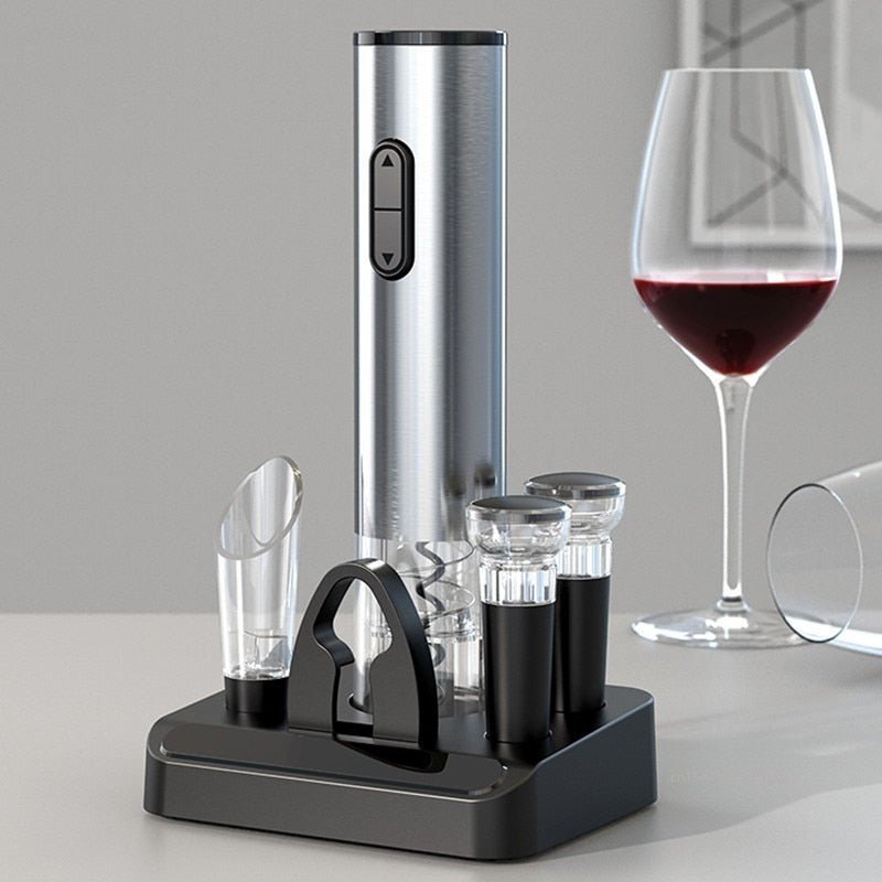 Rechargeable Electric Wine Opener Set with Vacuum Pump and Pourer – Automatic Corkscrew Gift Set for Wine Lovers