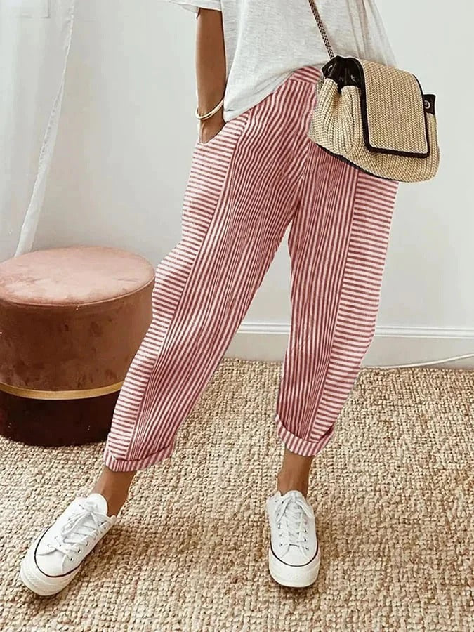 Sephira | Women’s Coastal Tapered Lounge Pants Red White