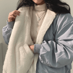 Reversible Women's Winter Jacket with Hood - Isla-Blue-S-State of Style