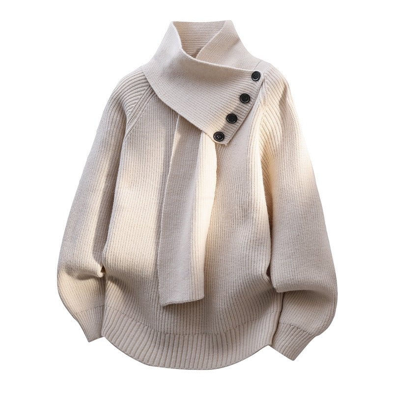 Damaris | Women’s Sweater | Scarf-Style Neckline Beige