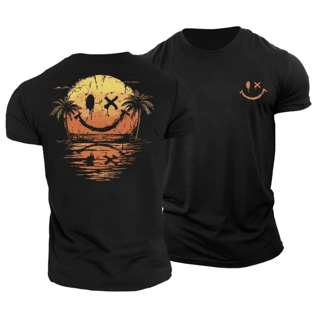Hommes | Summer Smiley T-Shirt for Men Black