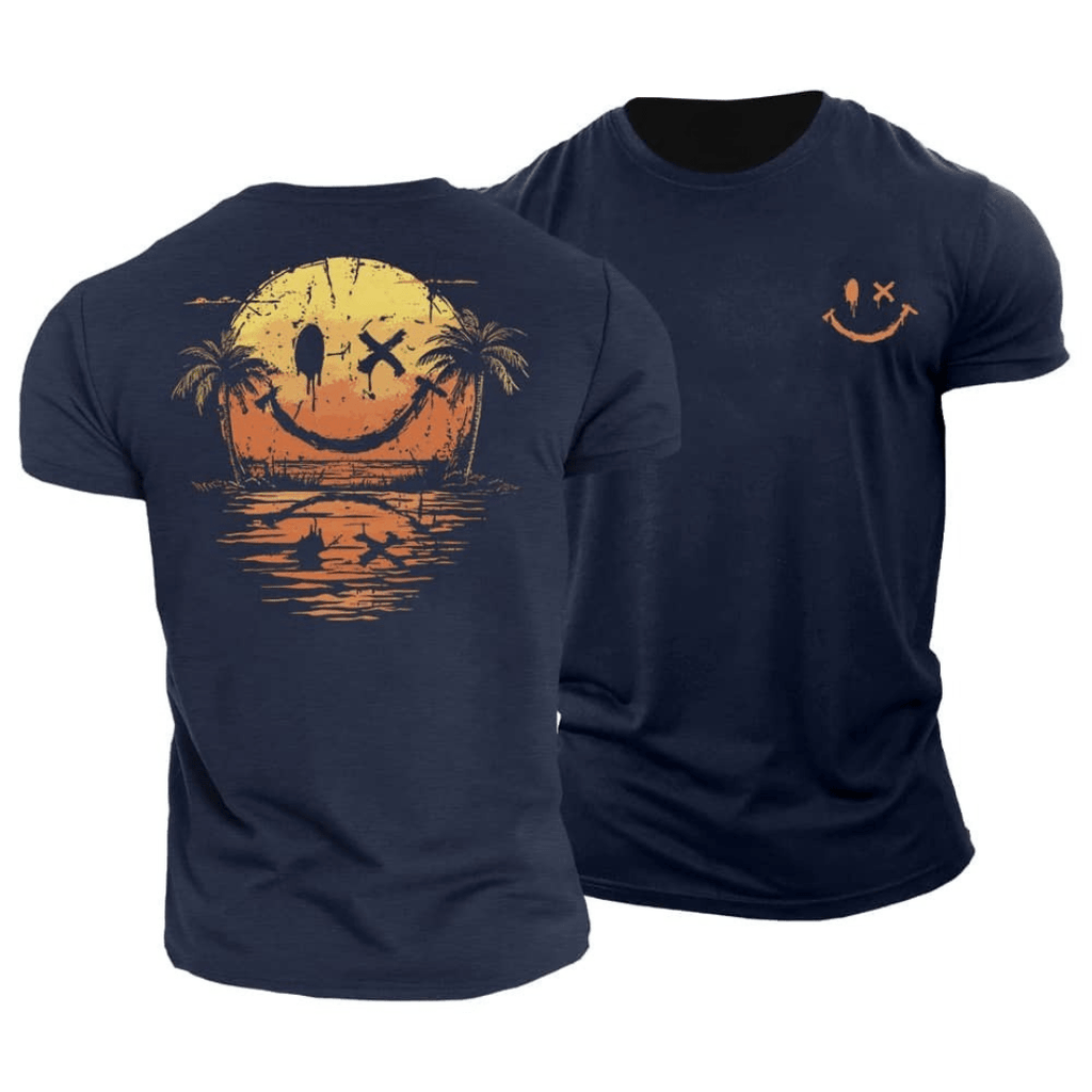 Hommes | Summer Smiley T-Shirt for Men Navy Blue