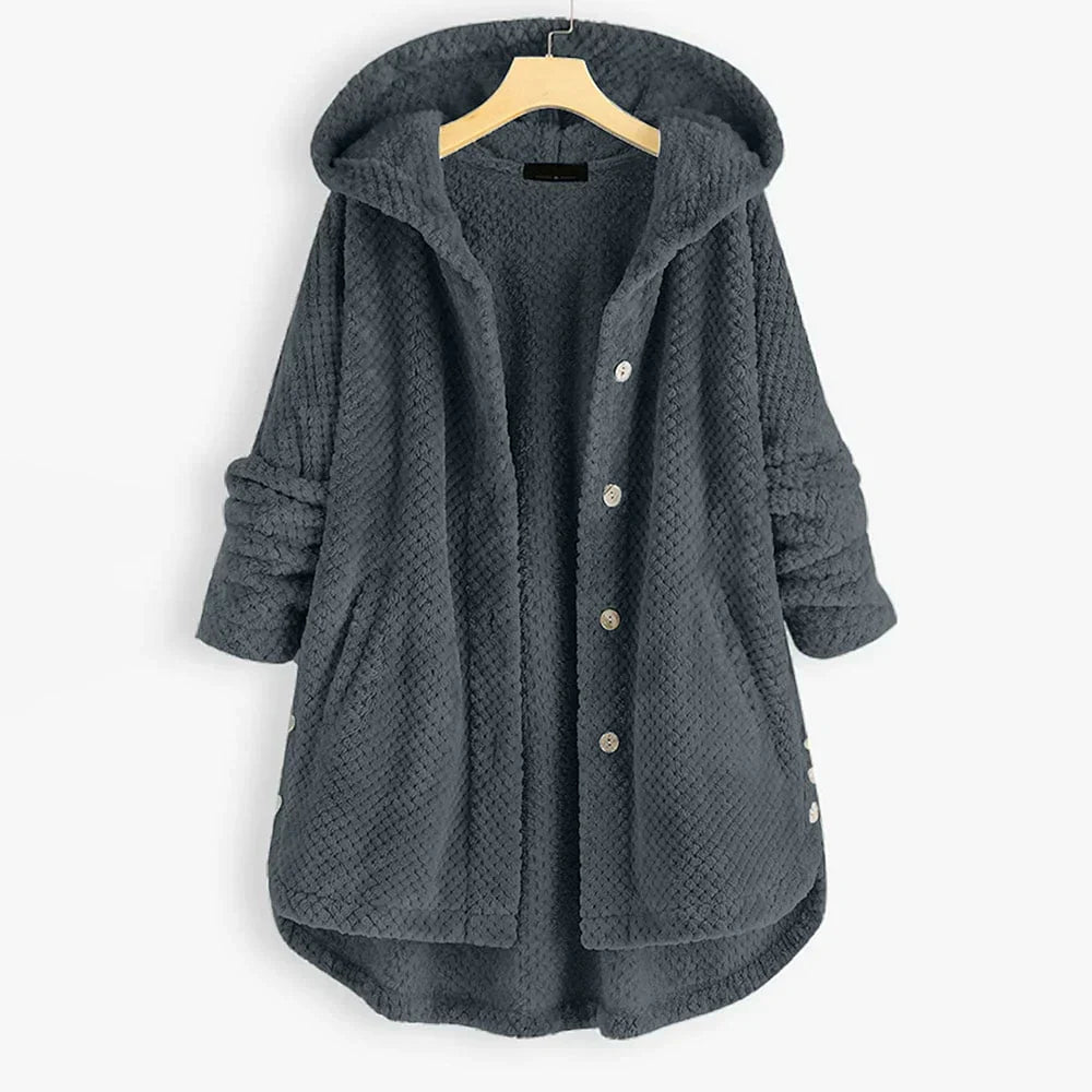 Stylish Hooded Fleece Jacket - FleeceLux-White-S-State of Style
