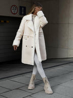 Stylish Long Polar Fleece Women's Coat - Ava-Beige-S-State of Style