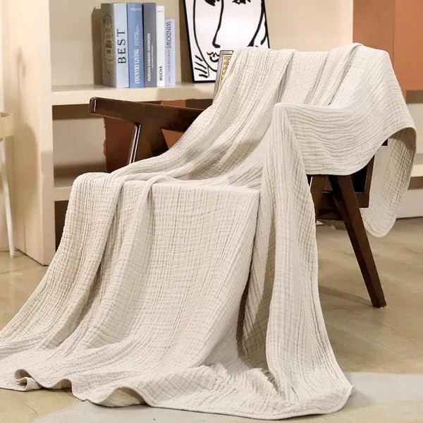 Soft Muslin Throw Blanket – Lightweight Cotton Muslin Blanket, Warm & Breathable, for Couch & Bed, 6 Colors, 3 Sizes