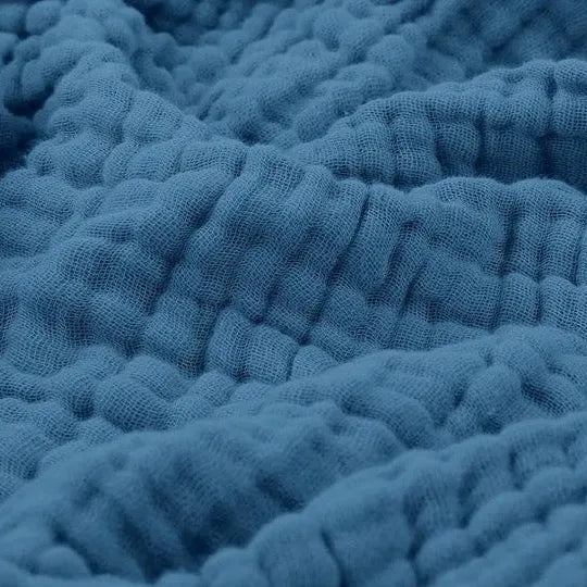 Soft Muslin Throw Blanket – Lightweight Cotton Muslin Blanket, Warm & Breathable, for Couch & Bed, 6 Colors, 3 Sizes Blue