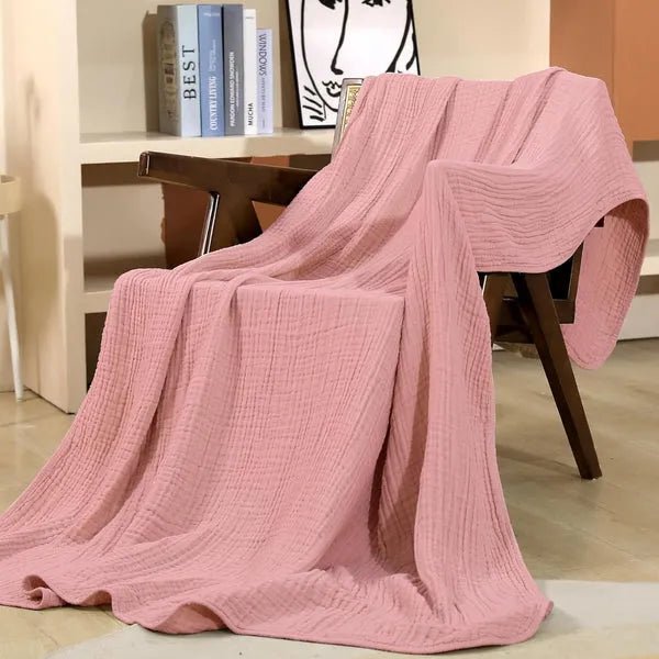 Soft Muslin Throw Blanket – Lightweight Cotton Muslin Blanket, Warm & Breathable, for Couch & Bed, 6 Colors, 3 Sizes