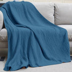 Soft Muslin Throw Blanket – Lightweight Cotton Muslin Blanket, Warm & Breathable, for Couch & Bed, 6 Colors, 3 Sizes