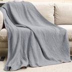 Soft Muslin Throw Blanket – Lightweight Cotton Muslin Blanket, Warm & Breathable, for Couch & Bed, 6 Colors, 3 Sizes
