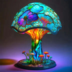 Stained Glass Table Lamp – Enchanting Mushroom & Flower Bedside Lamp, Decorative Night Light, 8 Designs – DreamGlow Lotus Flower