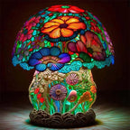 Stained Glass Table Lamp – Enchanting Mushroom & Flower Bedside Lamp, Decorative Night Light, 8 Designs – DreamGlow Flower Shrub