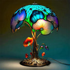Stained Glass Table Lamp – Enchanting Mushroom & Flower Bedside Lamp, Decorative Night Light, 8 Designs – DreamGlow Lotus Leaf