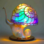 Stained Glass Table Lamp – Enchanting Mushroom & Flower Bedside Lamp, Decorative Night Light, 8 Designs – DreamGlow Snail