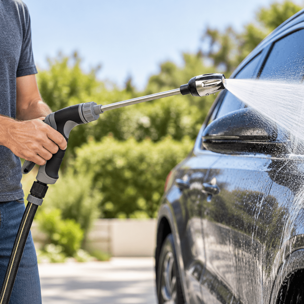 High-Pressure Garden Hose Nozzle – Power Washer Wand with 360° Spray, No Electricity, for Car & Patio – TurboWasher