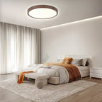 Ultra-Thin Round Walnut Wood Ceiling Lamp – Slim LED Flush Mount Ceiling Light, Adjustable Light, 12 or 16 in, for Modern Spaces