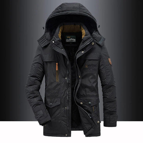 Admire | Mid-Length Hooded Parka with Zip Closure for Men | Ideal for Winter Black
