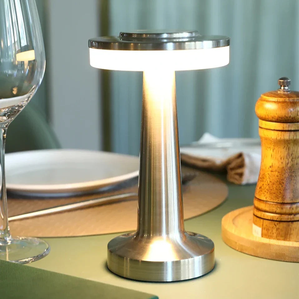 Wireless Retro Table Lamp – Cordless Rechargeable LED Lamp, Dimmable with 3 Color Temperatures, Metal Bar & Restaurant Lamp – LumiBar