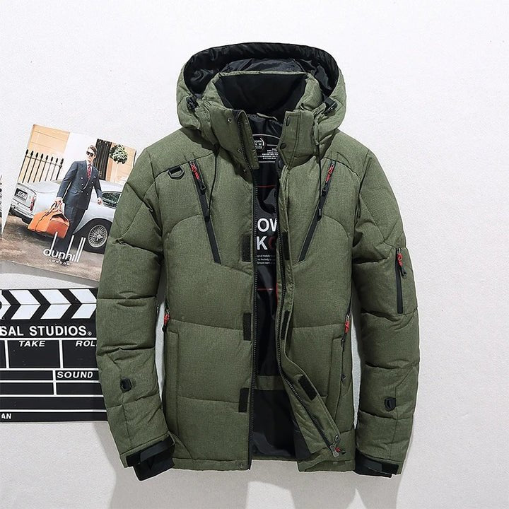 Figueral | Men’s Puffer Jacket | Coat with Zipper Pockets Green