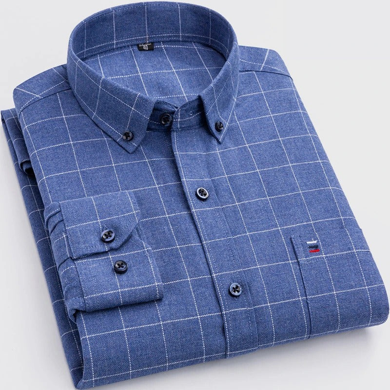 Figueral | Checked Cotton Shirt Ocean Blue