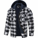 Nisyros | Men's Jacket | Plaid Hooded Zip-Front Black