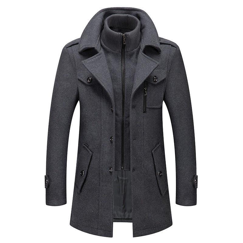 Mane | Men’s Wool Coat with Stand Collar Grey