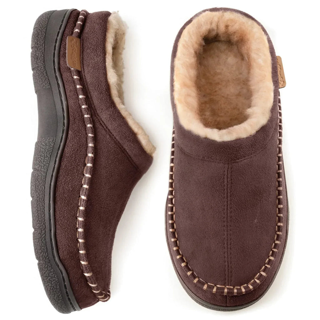 Men's Warm Lined Slippers – Closed Back House Shoes with Non-Slip Sole, Ankle High, 5 Colors, EU 38–47 – Mane Brown