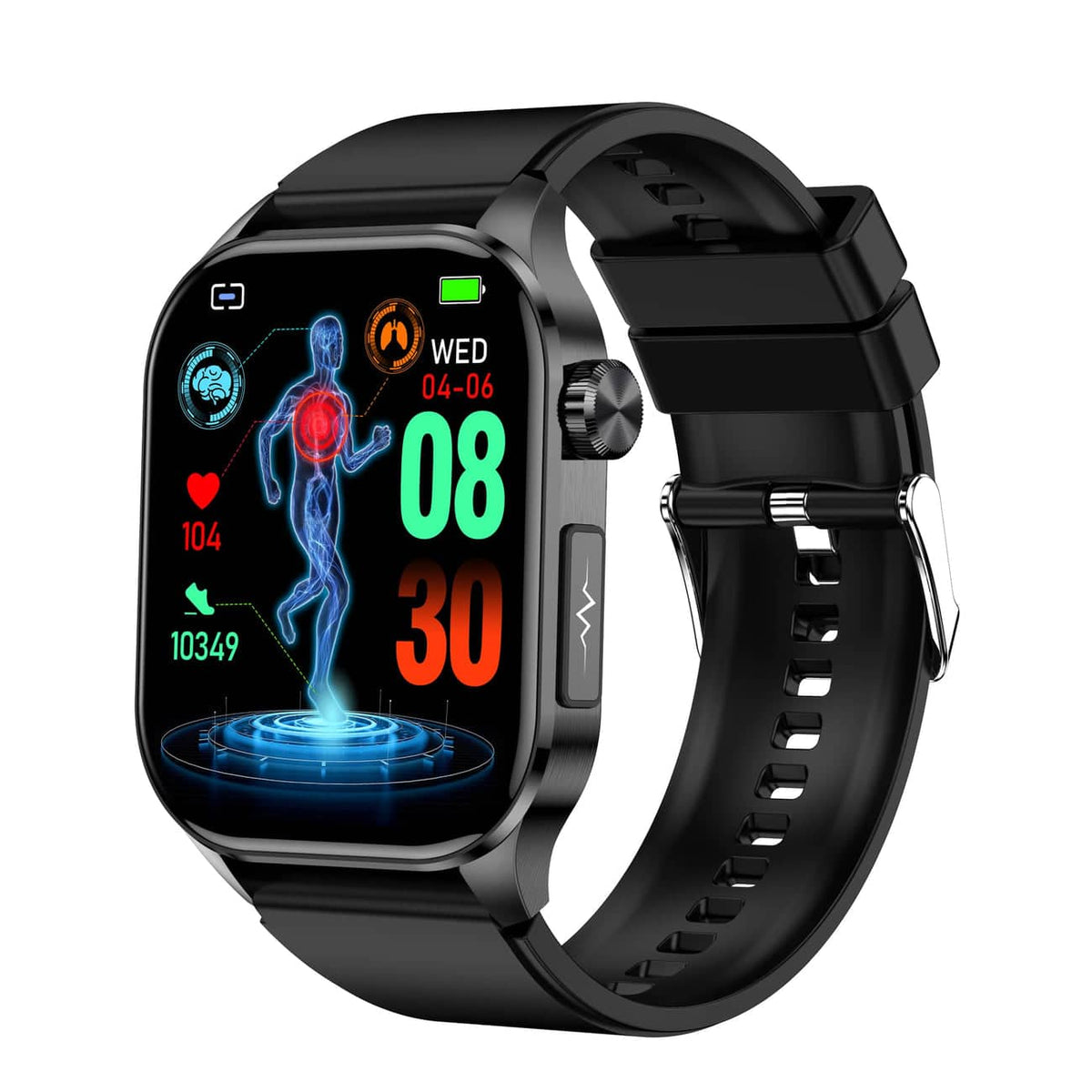 Smartwatch with Activity Tracking – Fitness Watch with Heart Rate, Steps & Sleep Tracking, Touch Screen, 4 Colors – HealthSync Black