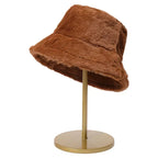 Warm Autumn Bucket Hat made of Rabbit Fur for Ladies - Lorna-White-State of Style