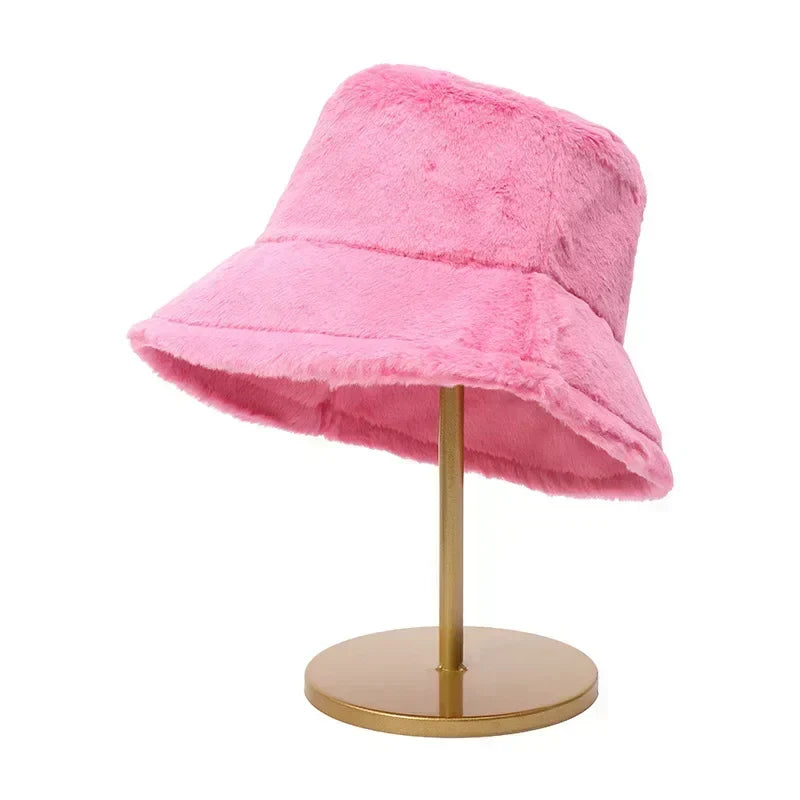 Warm Autumn Bucket Hat made of Rabbit Fur for Ladies - Lorna-Grey-State of Style