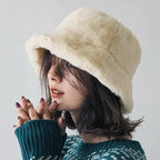 Pamelo | Warm Autumn Bucket Hat made of Rabbit Fur for Ladies