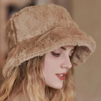 Warm Autumn Bucket Hat made of Rabbit Fur for Ladies - Lorna-Grey-State of Style