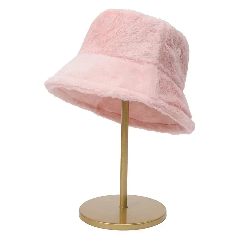 Warm Autumn Bucket Hat made of Rabbit Fur for Ladies - Lorna-Purple-State of Style