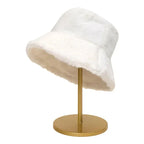 Warm Autumn Bucket Hat made of Rabbit Fur for Ladies - Lorna-Green-State of Style