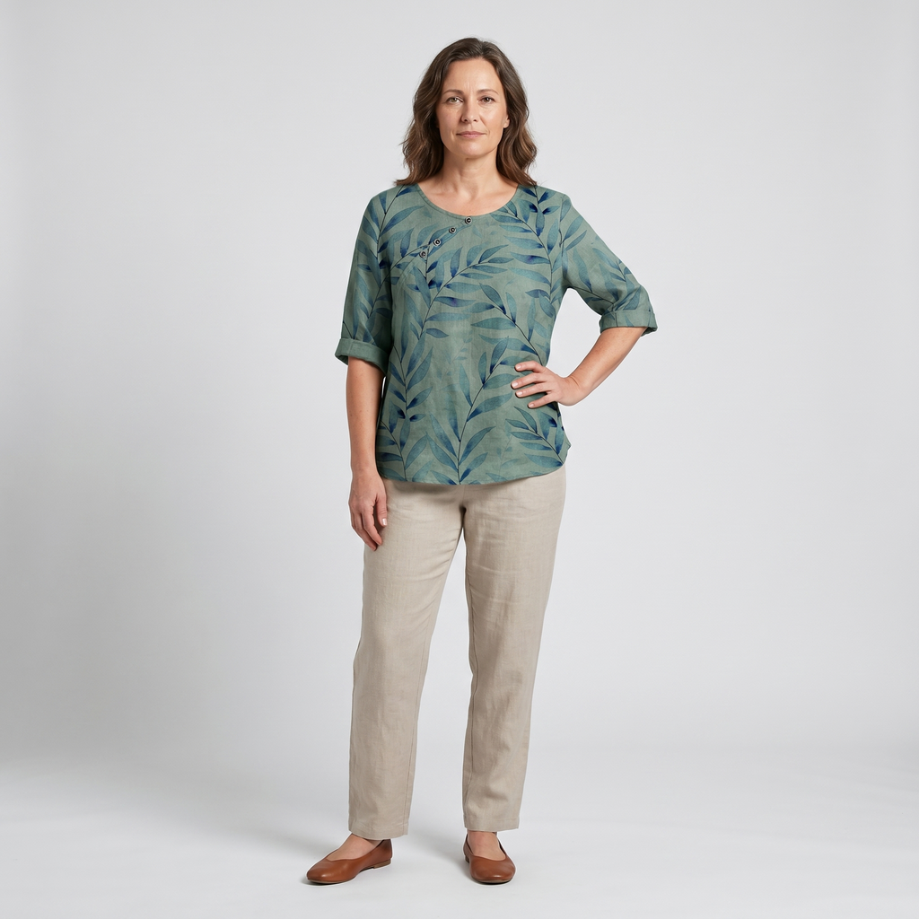 Solis | Woman’s Blouse | Printed Asymmetric Button