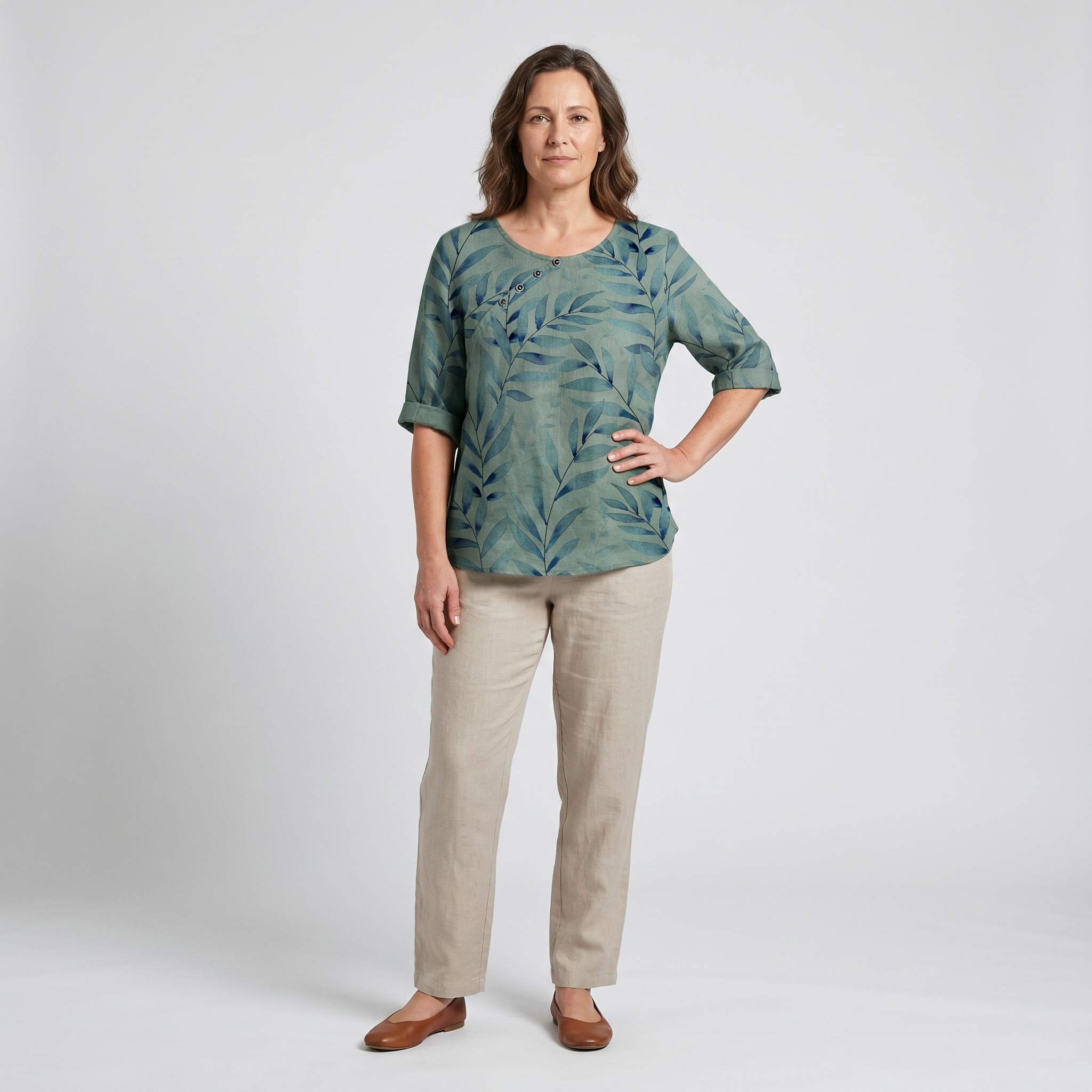 Solis | Woman’s Blouse | Printed Asymmetric Button