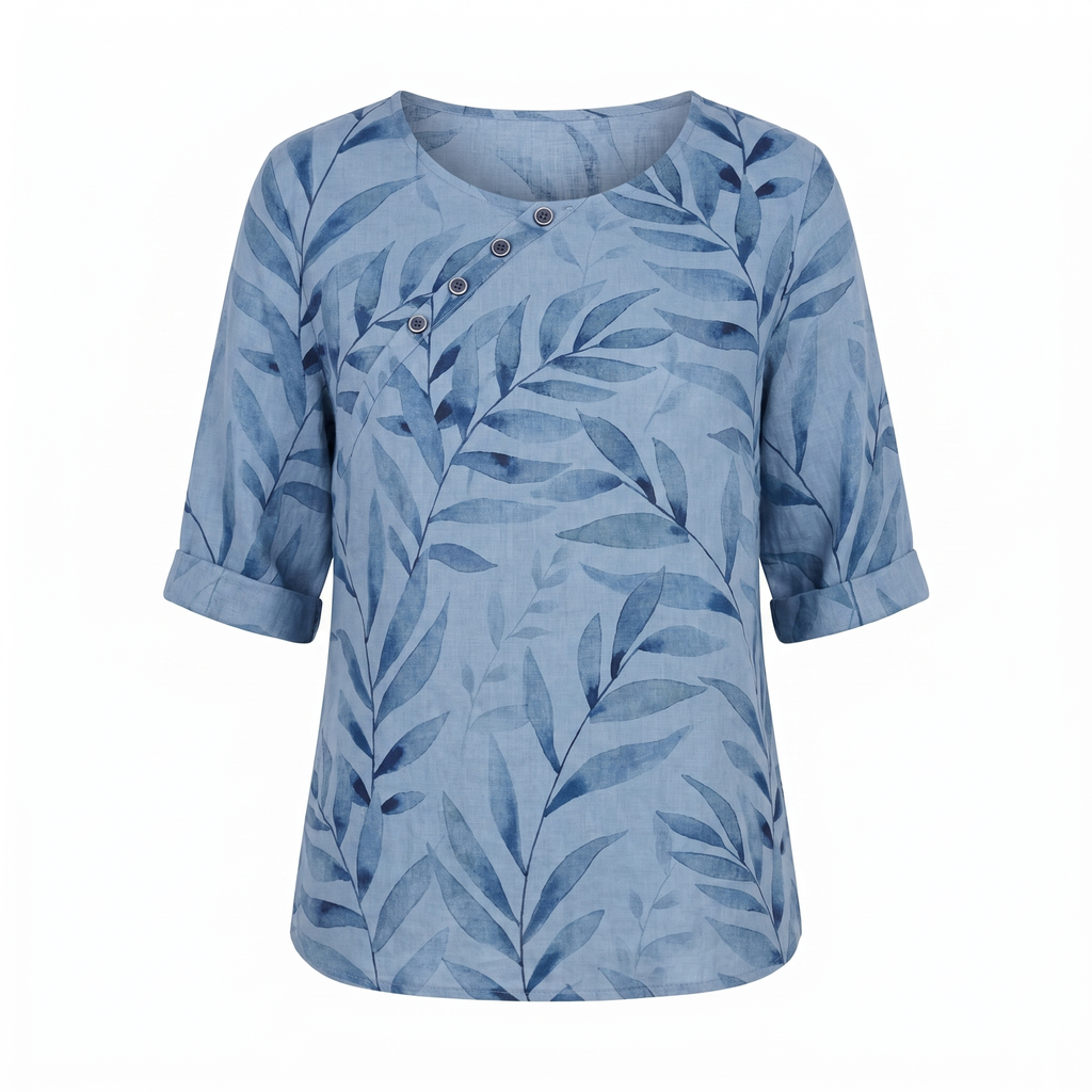 Solis | Woman’s Blouse | Printed Asymmetric Button
