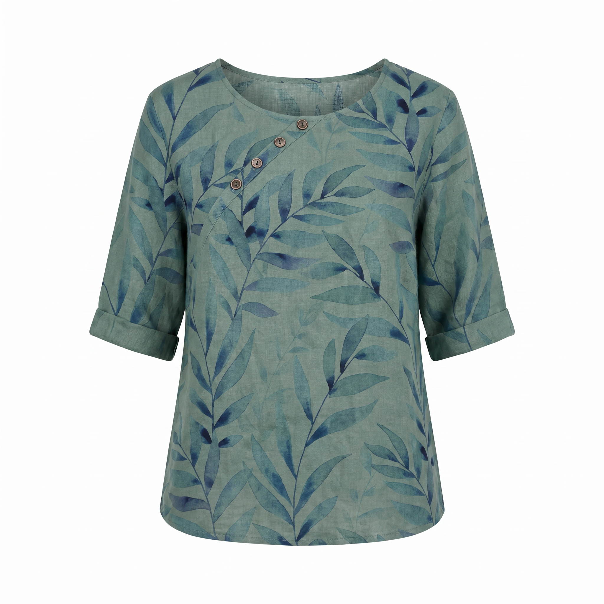 Solis | Woman’s Blouse | Printed Asymmetric Button