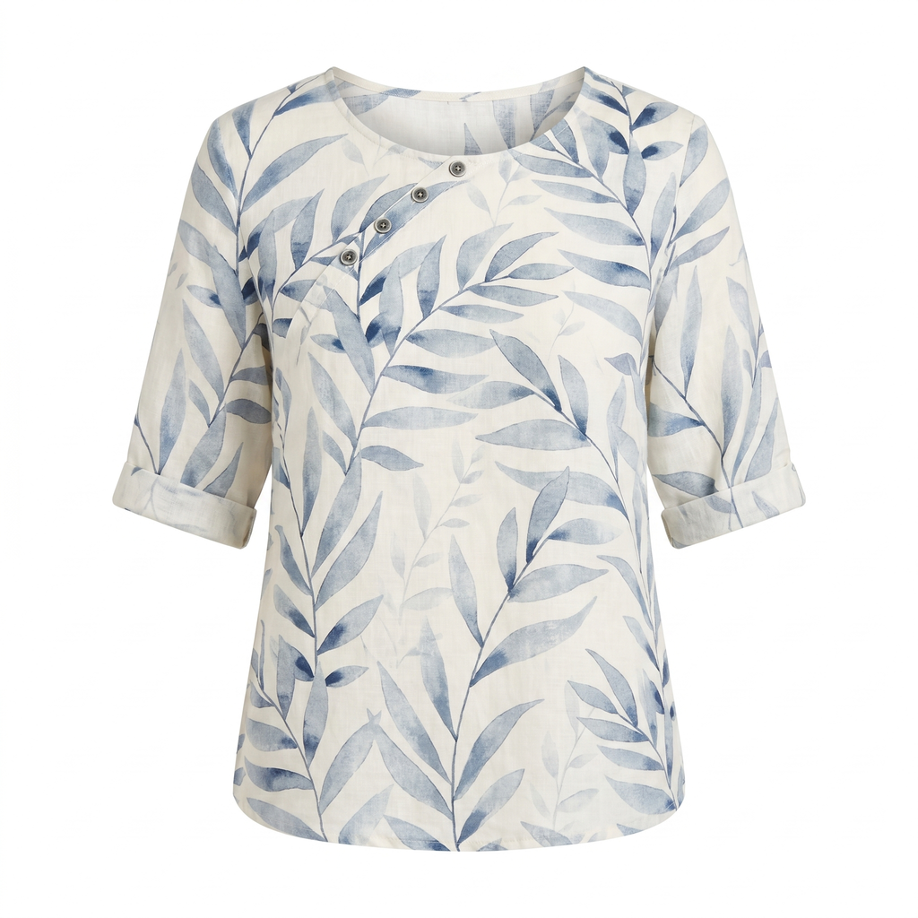 Solis | Woman’s Blouse | Printed Asymmetric Button