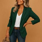 Estelle | Women's Fitted Blazer One Button Slim Fit Tailored Jacket Green