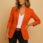 Women's Fitted Blazer One Button Slim Fit Tailored Jacket - Green