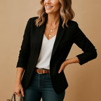 Estelle | Women's Fitted Blazer One Button Slim Fit Tailored Jacket Black