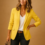 Estelle | Women's Fitted Blazer One Button Slim Fit Tailored Jacket Yellow